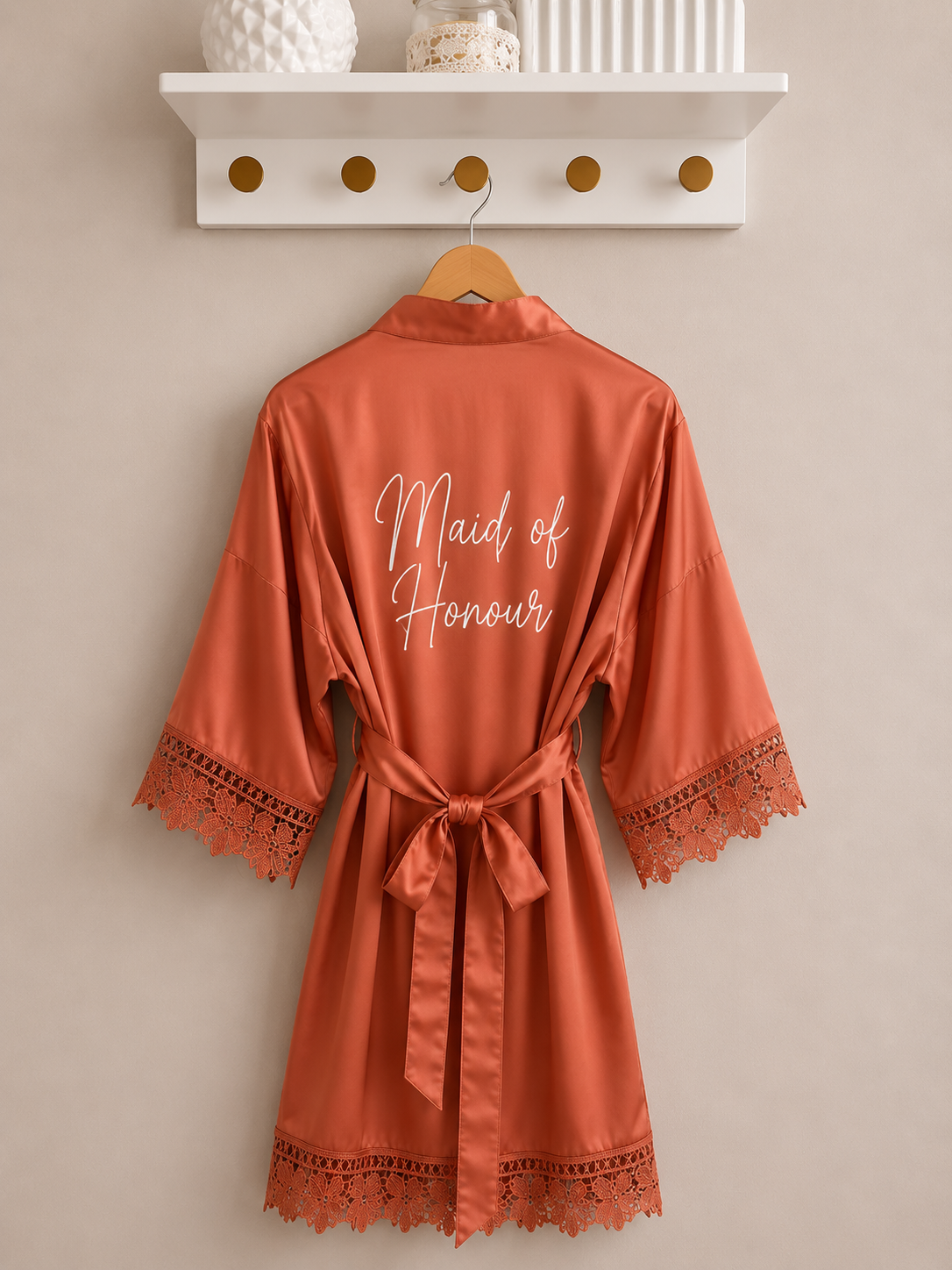 Personalised Satin Lace Robe