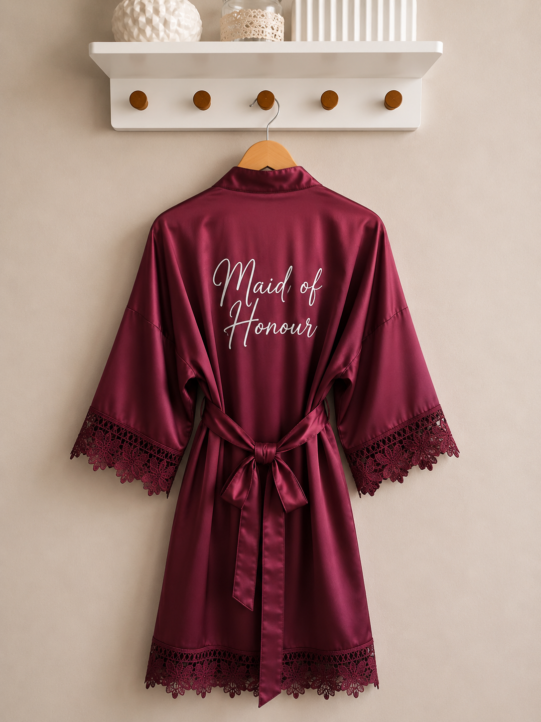 Personalised Satin Lace Robe