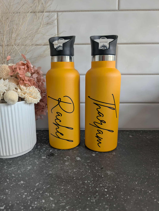 Yellow Water Bottle with Straw 500/750ml
