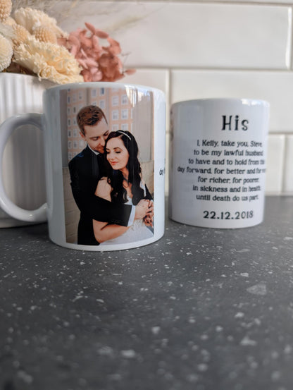 His & Hers Wedding Vow Mugs