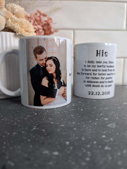His & Hers Wedding Vow Mugs