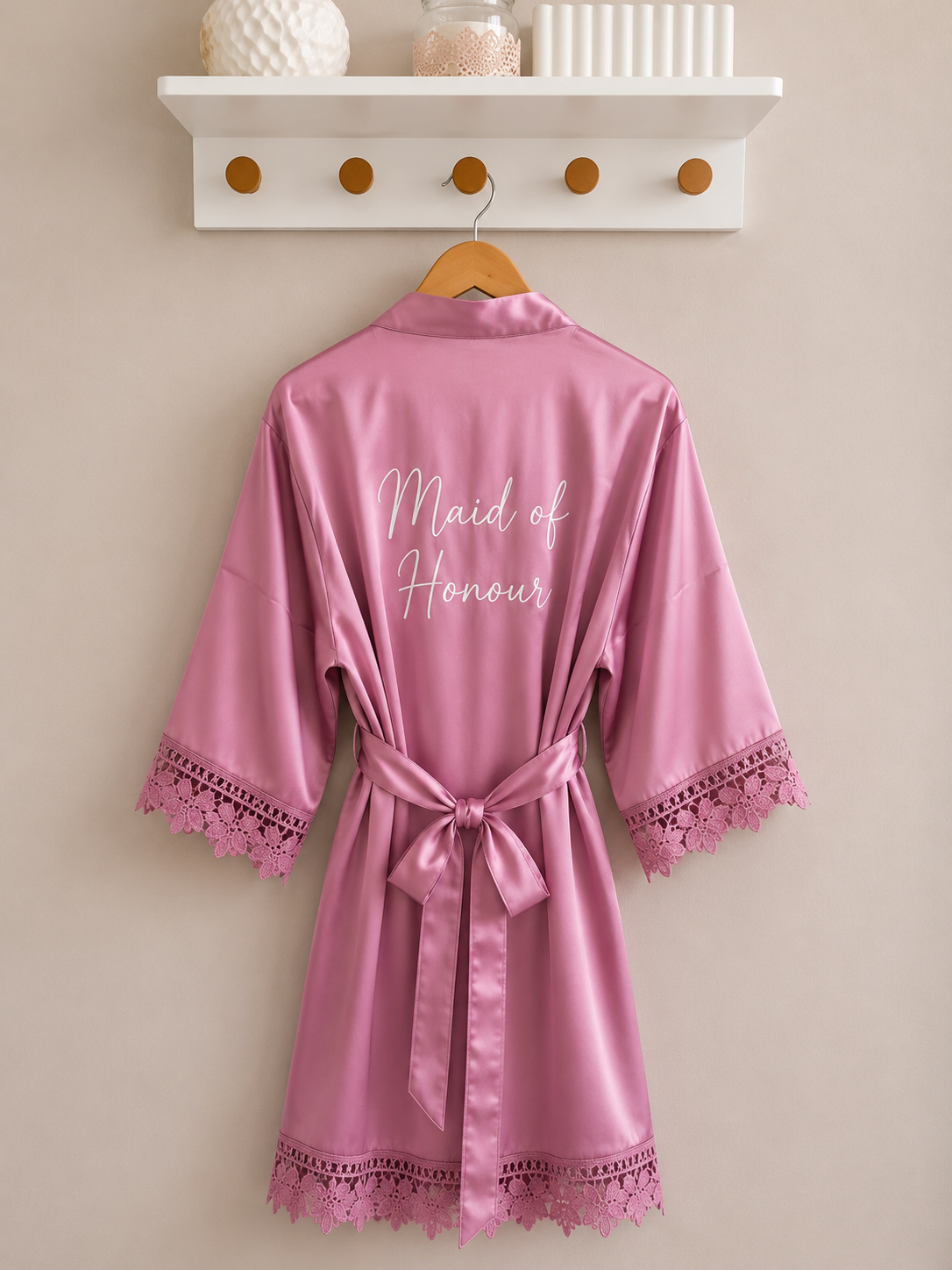 Personalised Satin Lace Robe
