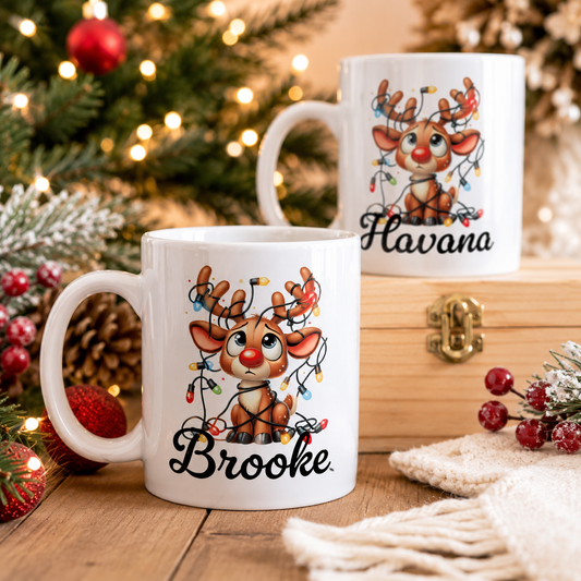 Tangled Reindeer Personalised Christmas Mug