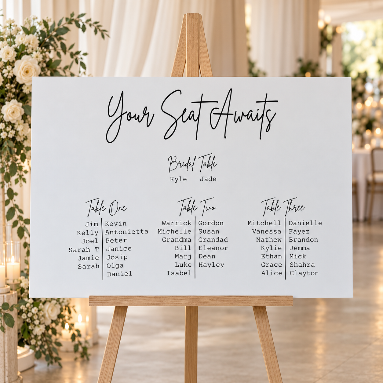 Your Seat Awaits – Three Table Seating Chart