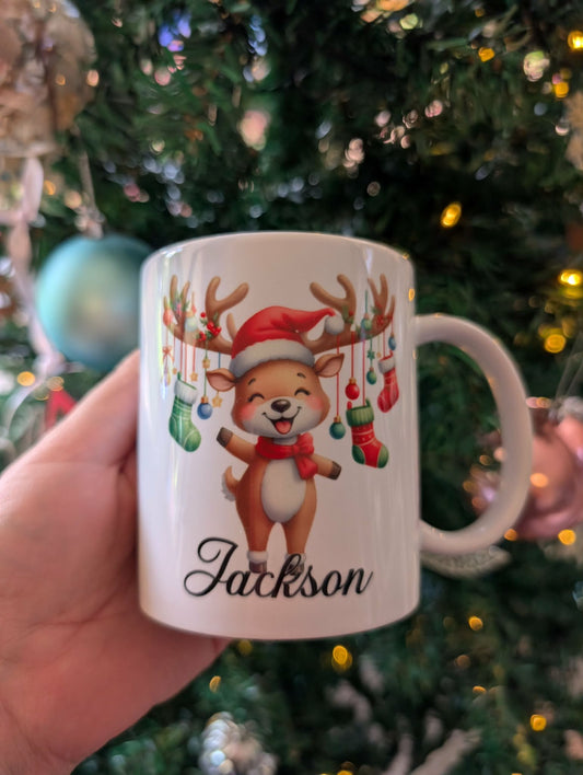 Stocking Reindeer Christmas Mug