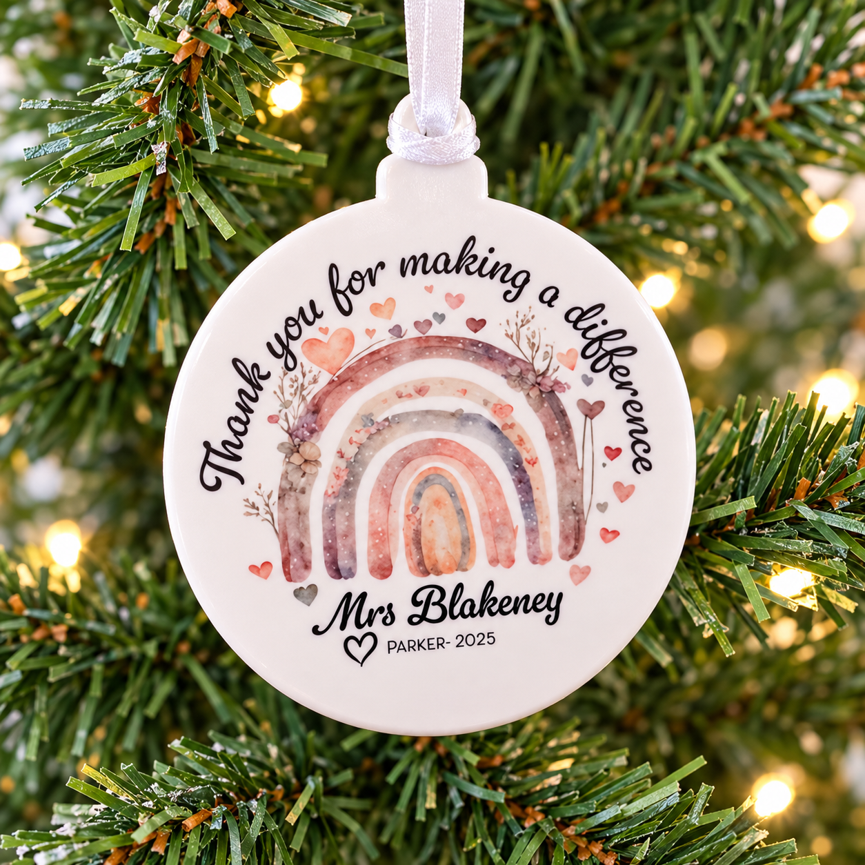 Personalised Thank You Teacher Christmas Bauble