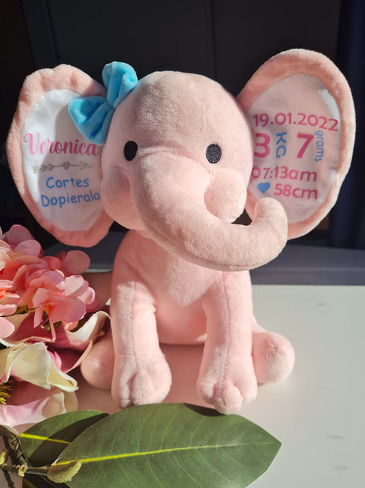 Baby Birth Detail Elephant - Pink