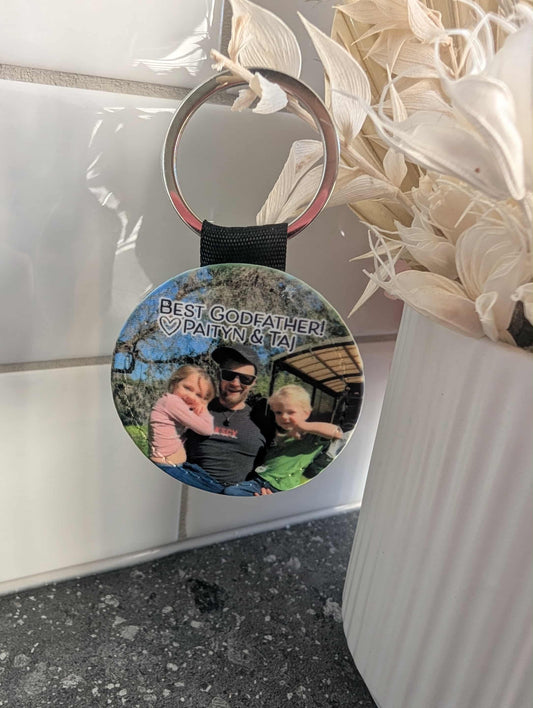 Round Best God Parents Keyring