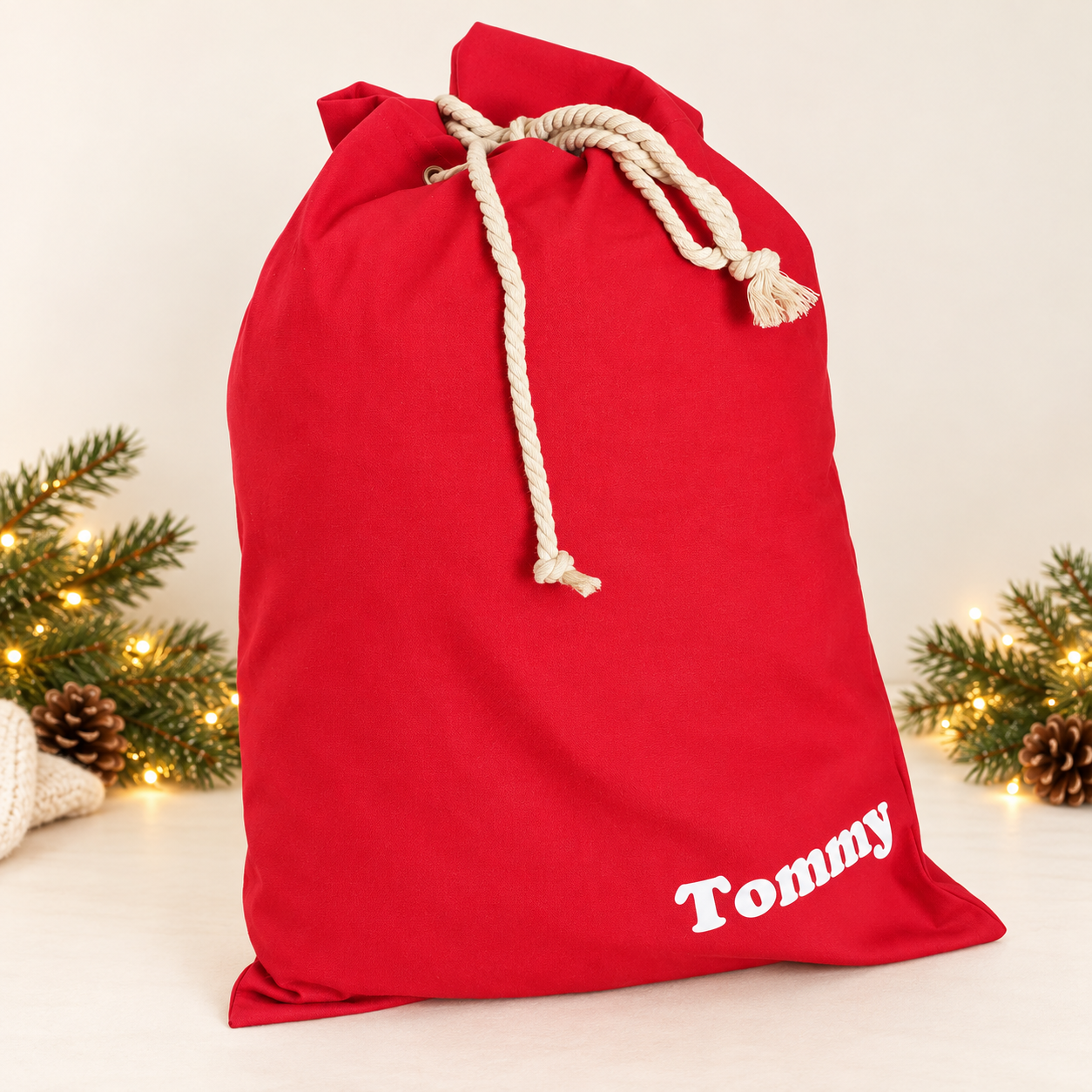 Personalised Santa Sack – Corner Name Design
