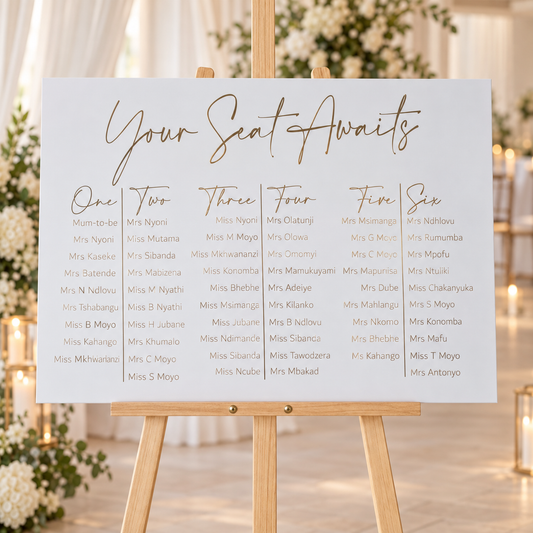 Elegant Six Table Seating Chart