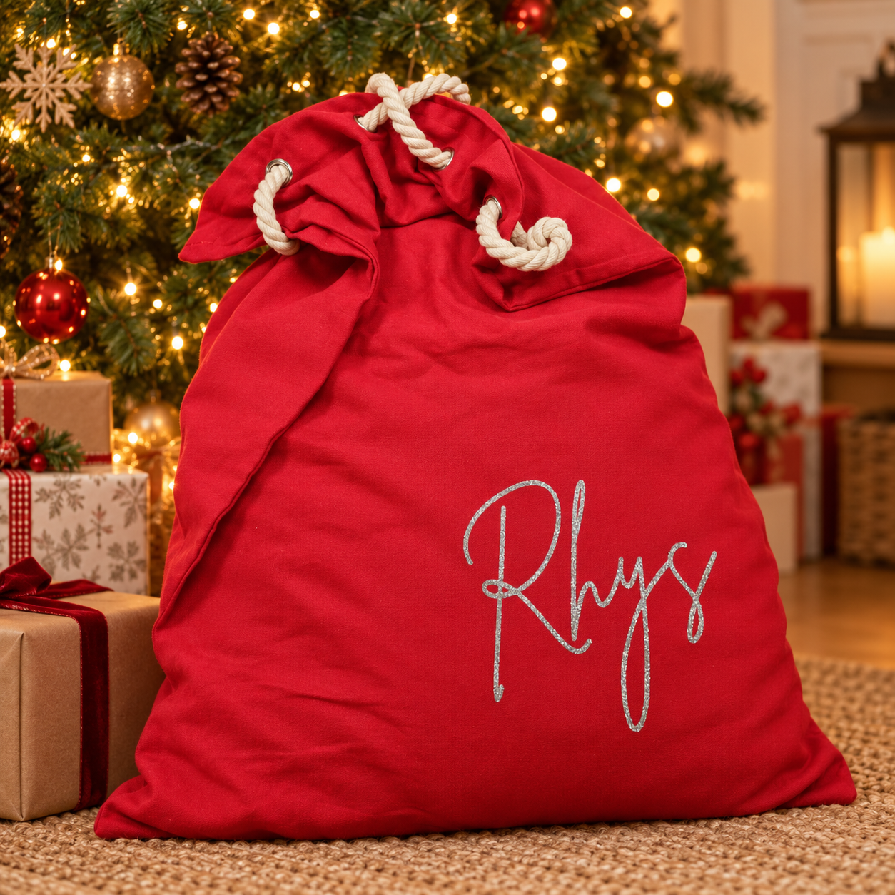 Personalised Santa Sack – Corner Name Design