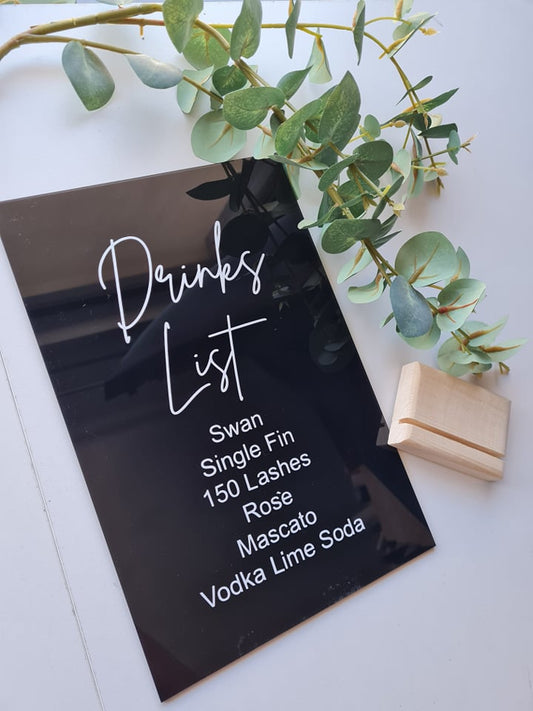 Drinks List Sign