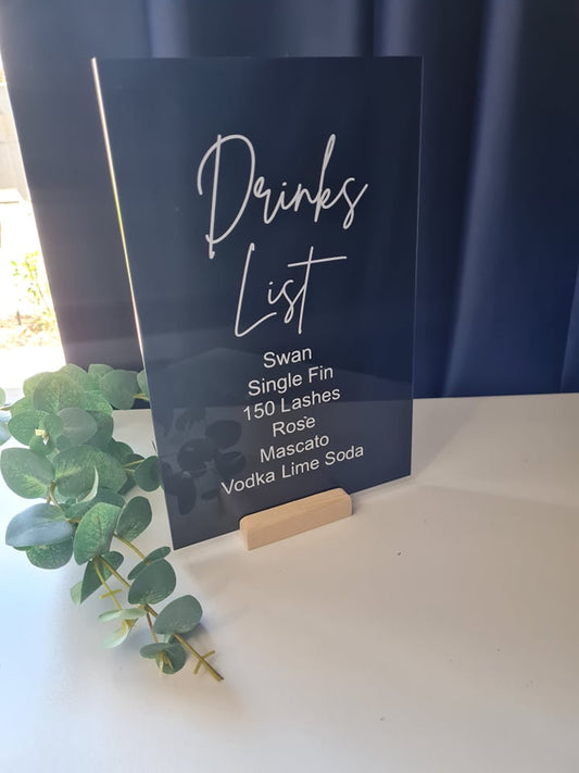 Drinks List Sign