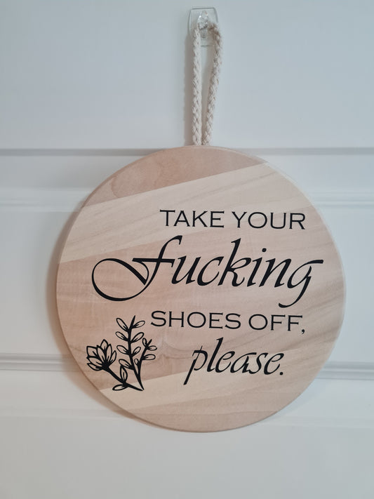 Take Your Shoes Off Door Signs