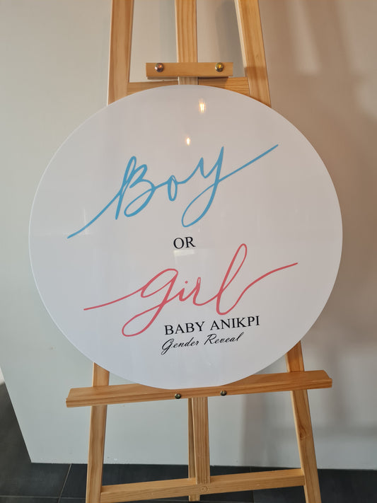 Gender Reveal Round Sign