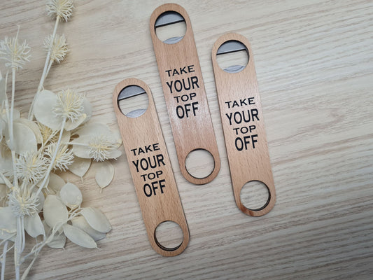 Take Your Top Off Bottle Opener
