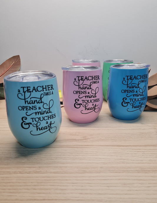 Teacher Opens Minds & Touches Hearts – Personalised 350ml Tumbler