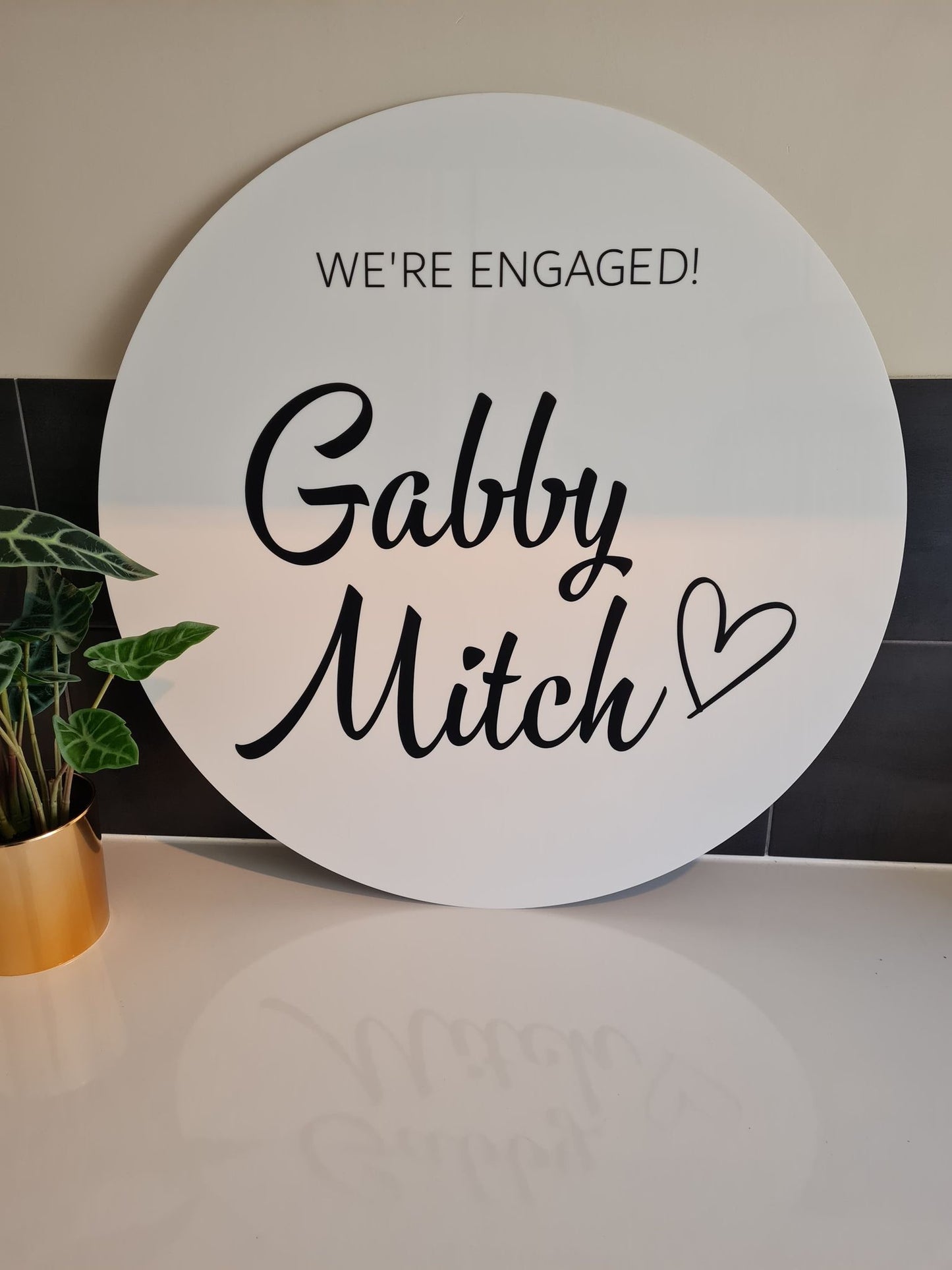 We're Engaged Round Sign