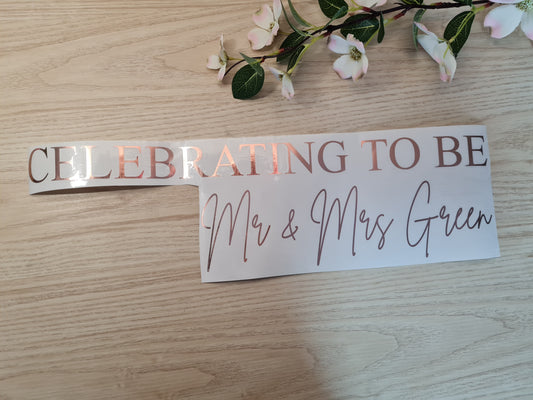 Celebrating to be Mr and Mrs Backdrop Sticker/ Decal