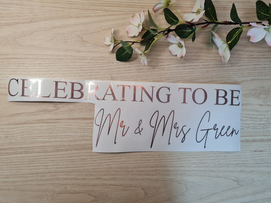 Celebrating to be Mr and Mrs Backdrop Sticker/ Decal