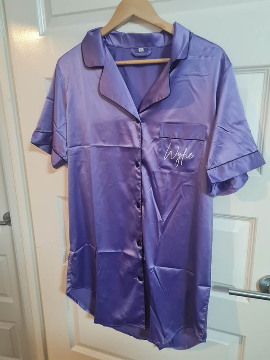 Satin Night Shirt - Short Sleeve