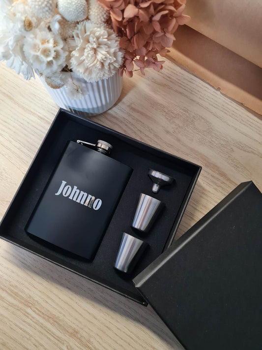 Personalised Black Flask