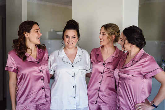 Ladies Satin Short Set PJ's - White