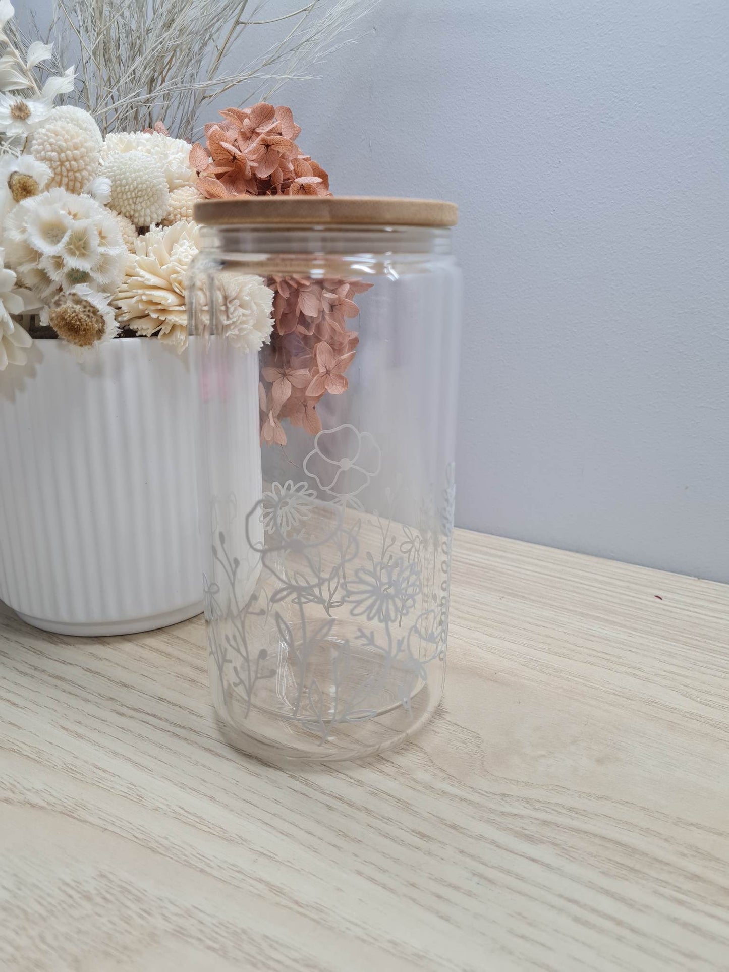 Wildflower Design Beer Can Glass