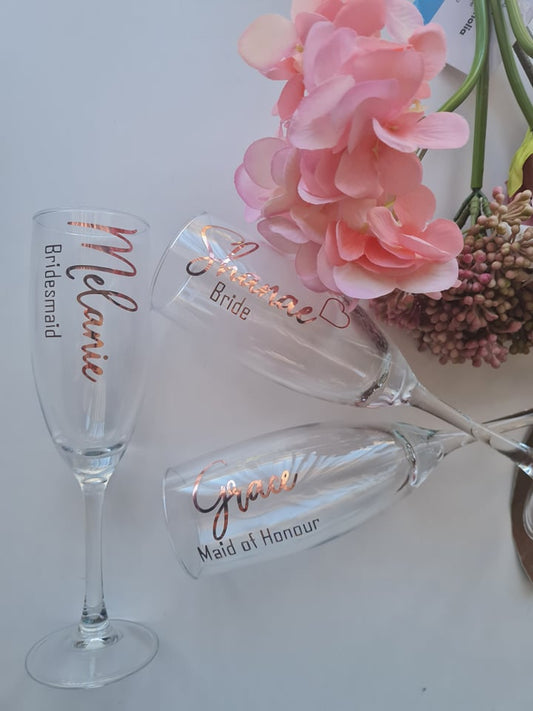 Flute Glass with Title and Date