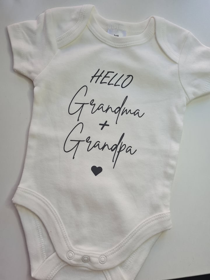 Hello Grandma + Grandpa Onesie
